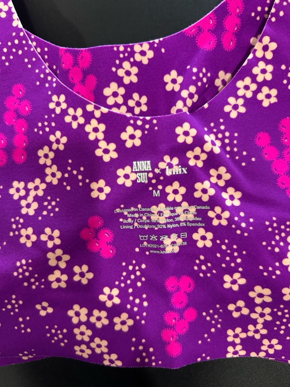 Knix Vibrant Purple Floral Scoop Neck Bra Top - Picture 4 of 4